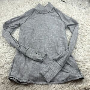 Lululemon Warm Your Core Long Sleeve Tee Tonka Stripe Heathered Slate White